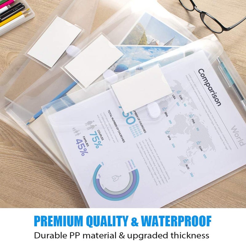 Sooez 10 Pack Plastic Envelopes File Folders, Clear Folder for Document US Letter A4 Size Poly Envelopes with Label Pockets for School Home Work Office Organizer, Clear - Image 5